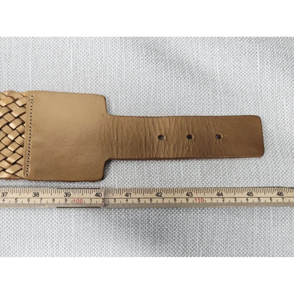 Talbots Medium Wide Belt Bronze Woven Braided Leather Boho Hippie Bohemian